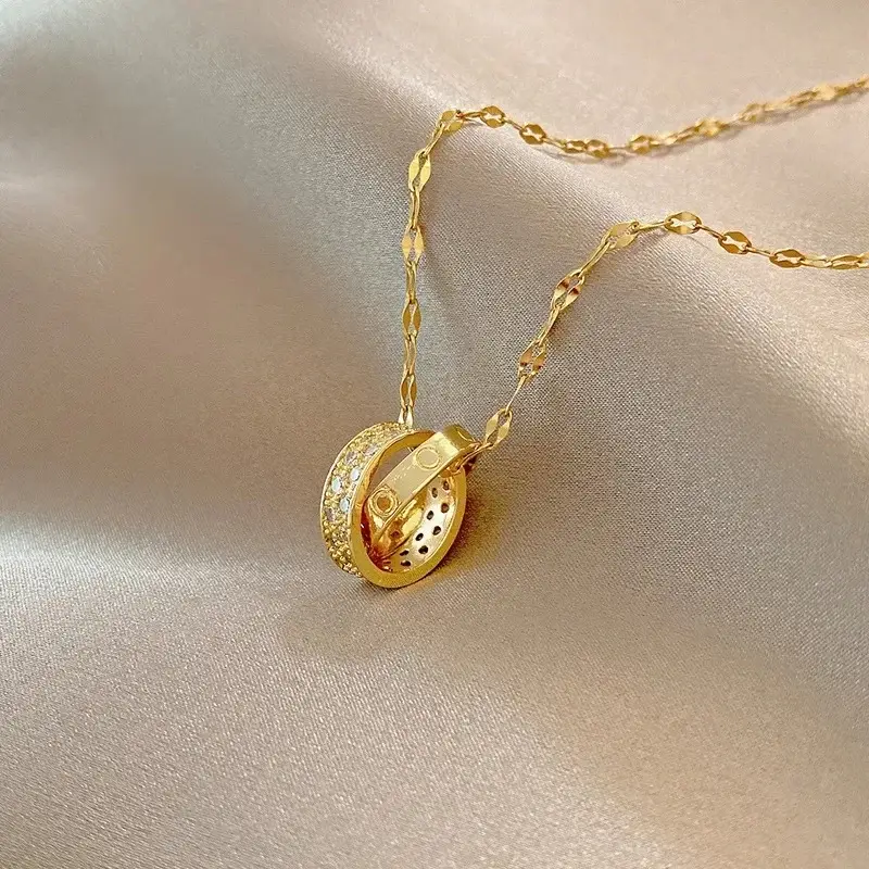 Gold Titanium Clavicle Necklace for Women