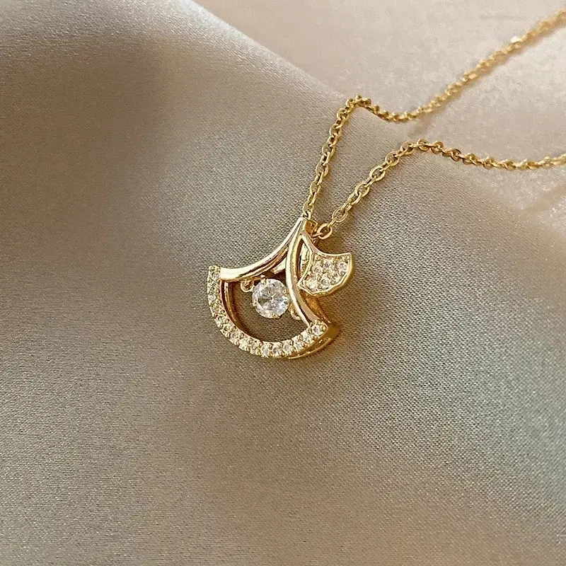 Gold Titanium Clavicle Necklace for Women