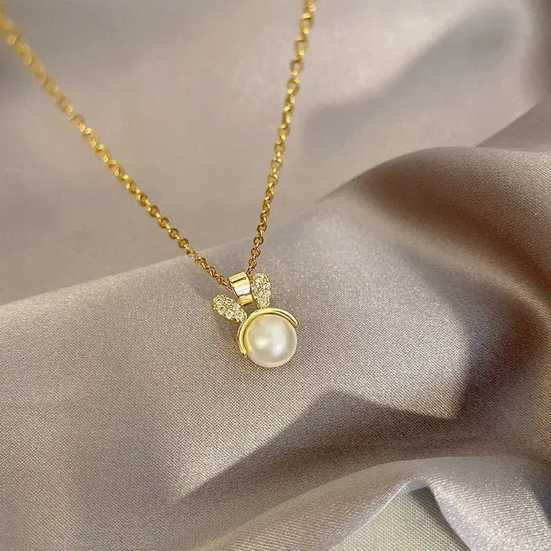 Gold Titanium Clavicle Necklace for Women