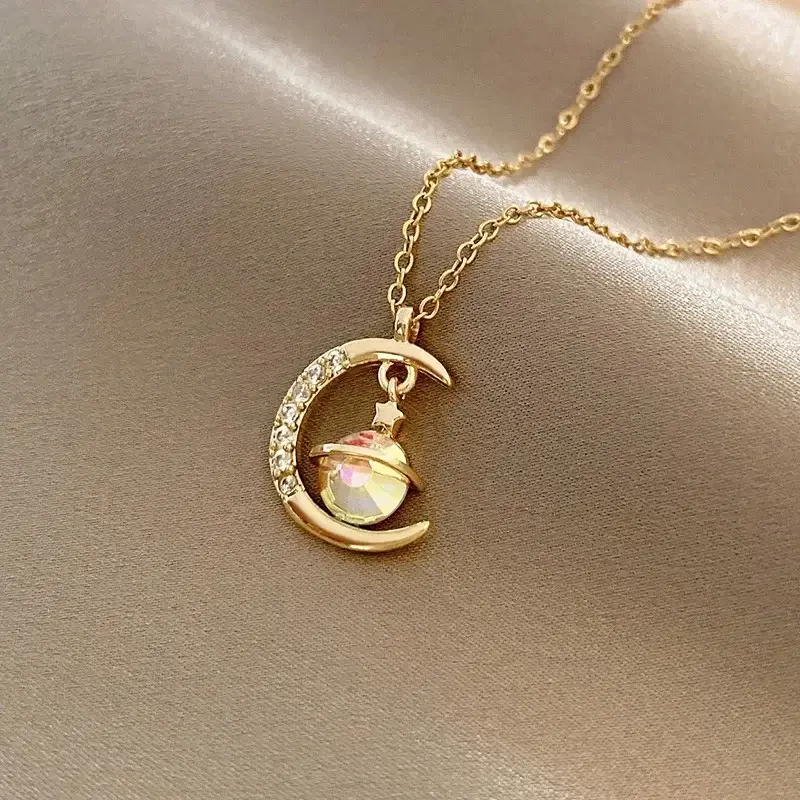 Gold Titanium Clavicle Necklace for Women