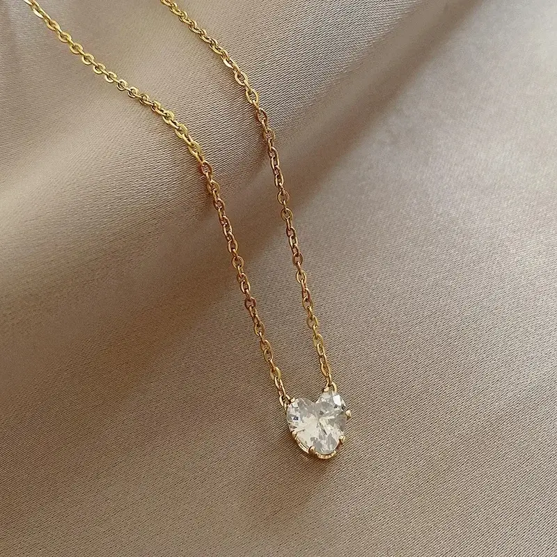Gold Titanium Clavicle Necklace for Women