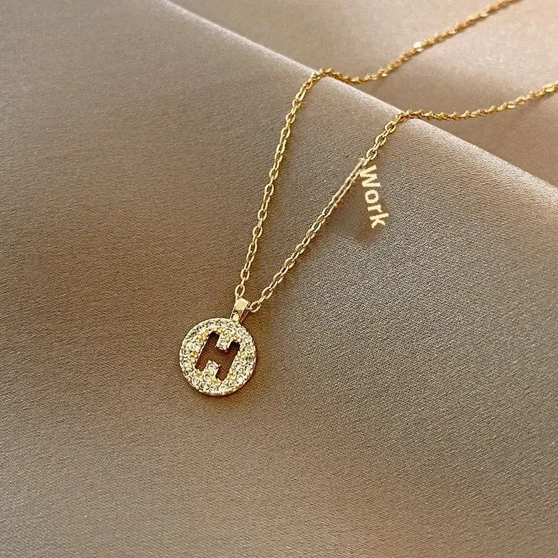 Gold Titanium Clavicle Necklace for Women
