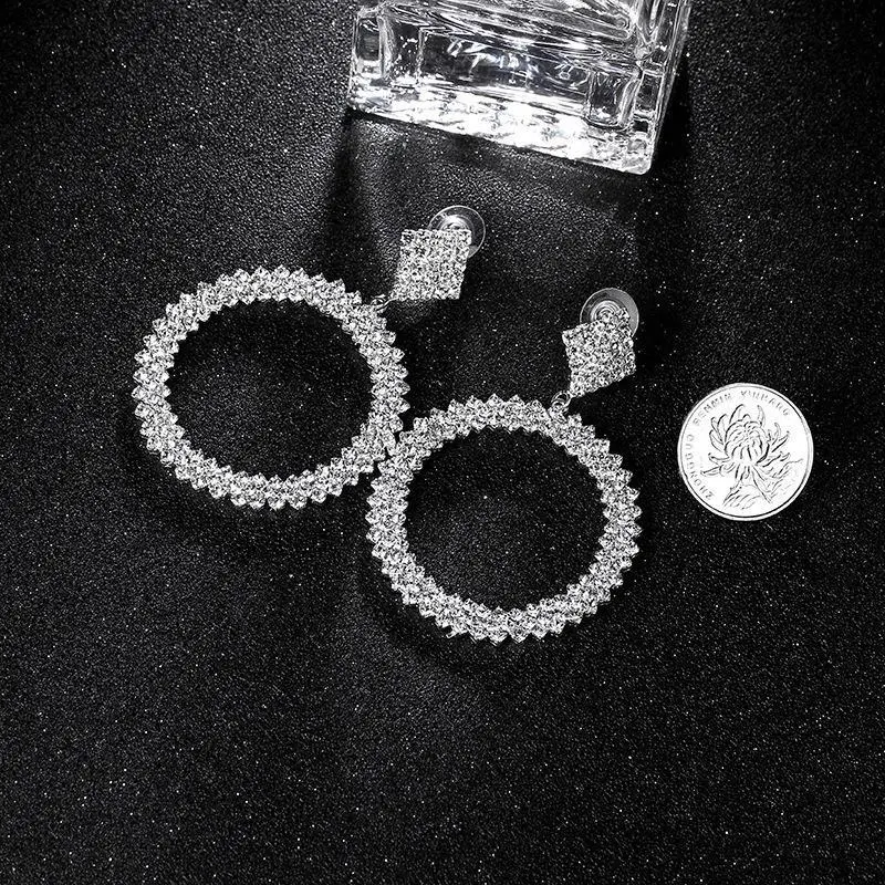 Exaggerated Ring Inlaid Flash Diamond Earrings for Women — feature 6