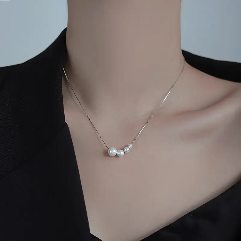 925 Sterling Silver Pearl Necklace for Women - Image 3