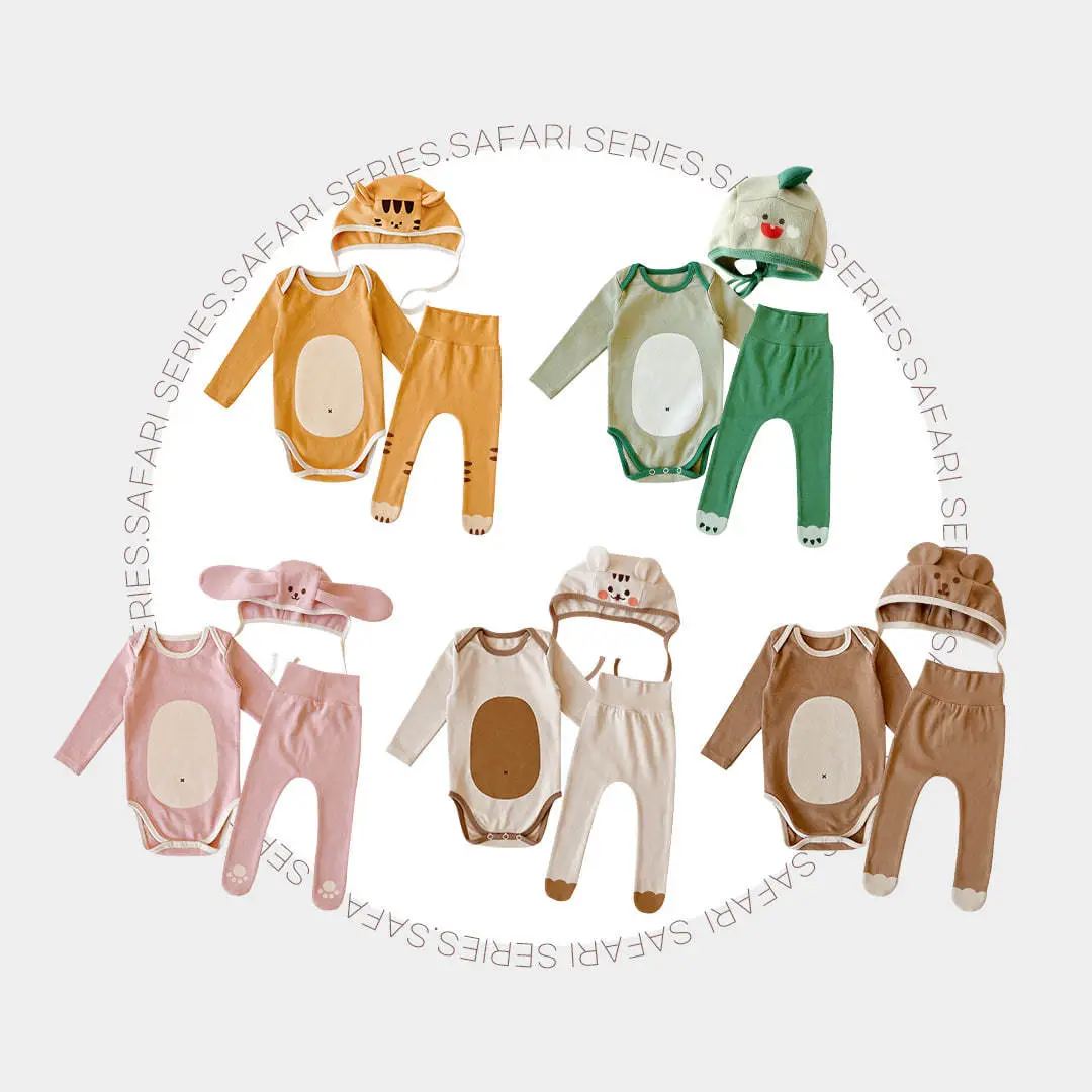 Korean Style Baby's Three-Piece Suit Set with Hat