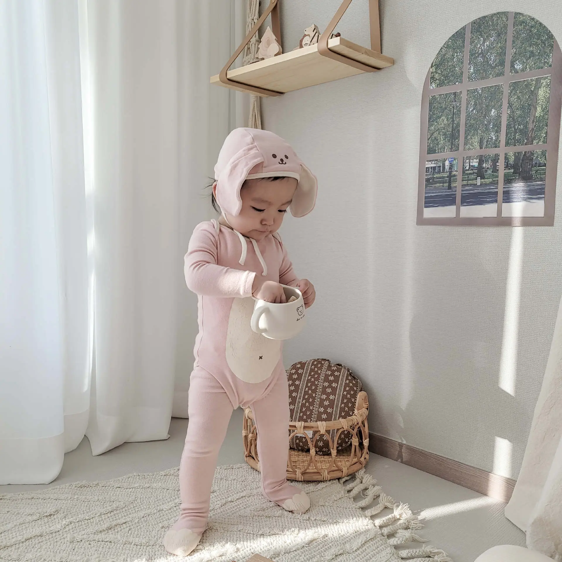 Korean Style Baby's Three-Piece Suit Set with Hat