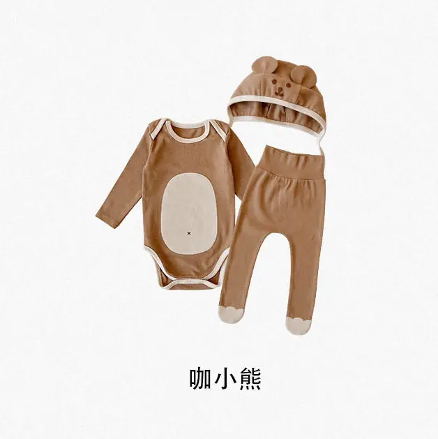 Korean Style Baby's Three-Piece Suit Set with Hat