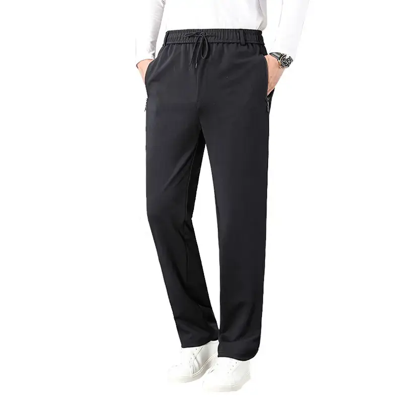Men's Thick Elastic Waist Pants Black Gold Side Stripes - Image 7