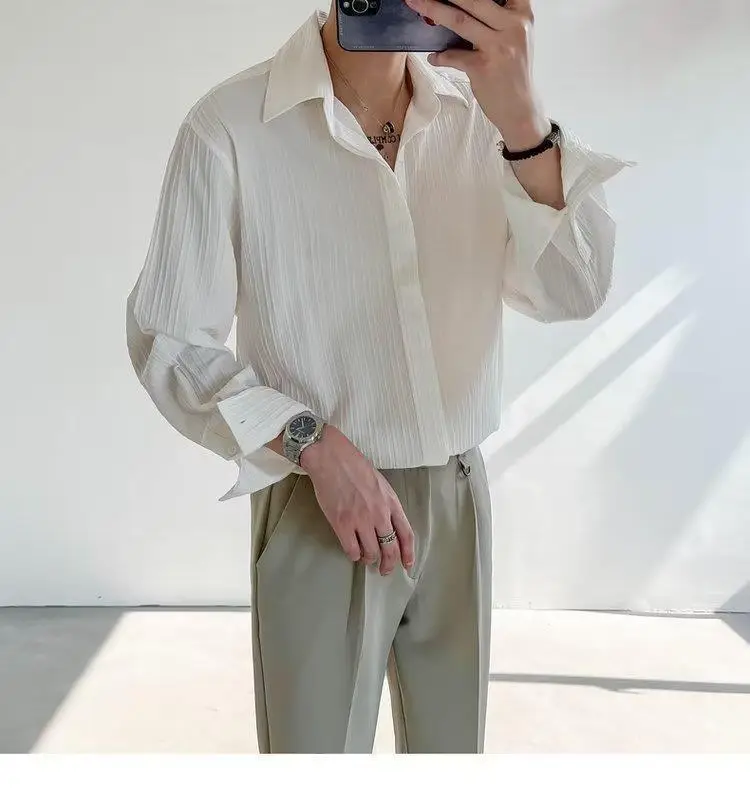 Men Striped Long Sleeve Shirt Autumn Style — feature 23