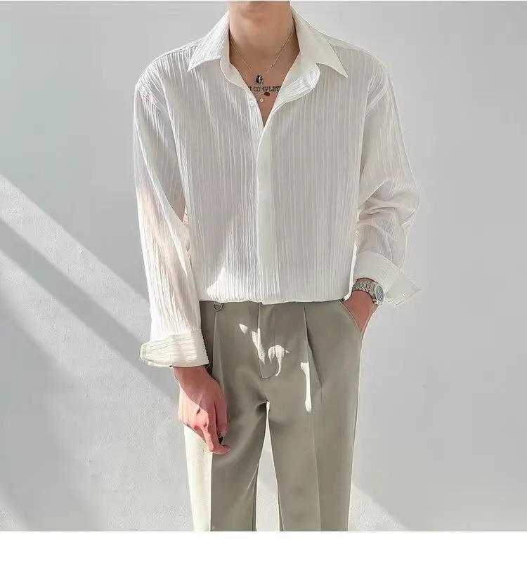 Men Striped Long Sleeve Shirt Autumn Style — feature 25
