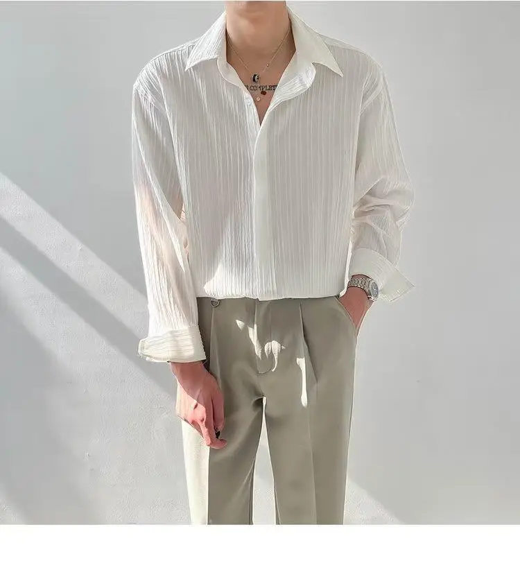 Men Striped Long Sleeve Shirt Autumn Style — feature 26