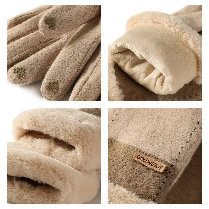 Women's Fleece Lined Winter Gloves Beige - Image 28