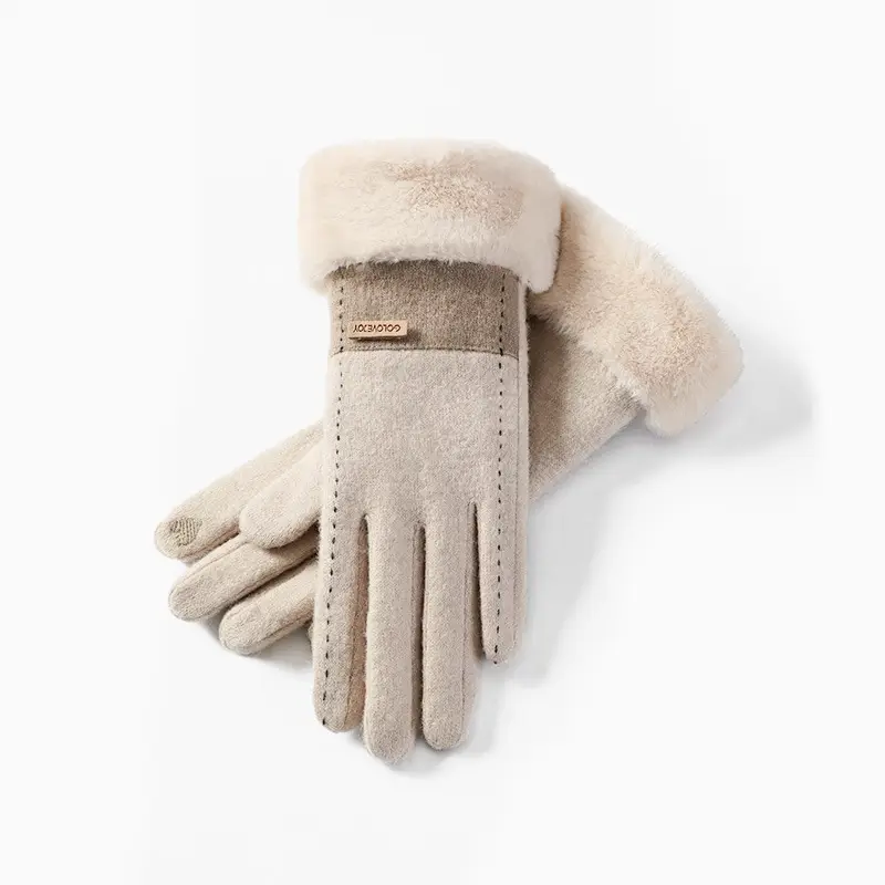 Women's Fleece Lined Winter Gloves Beige - Image 29