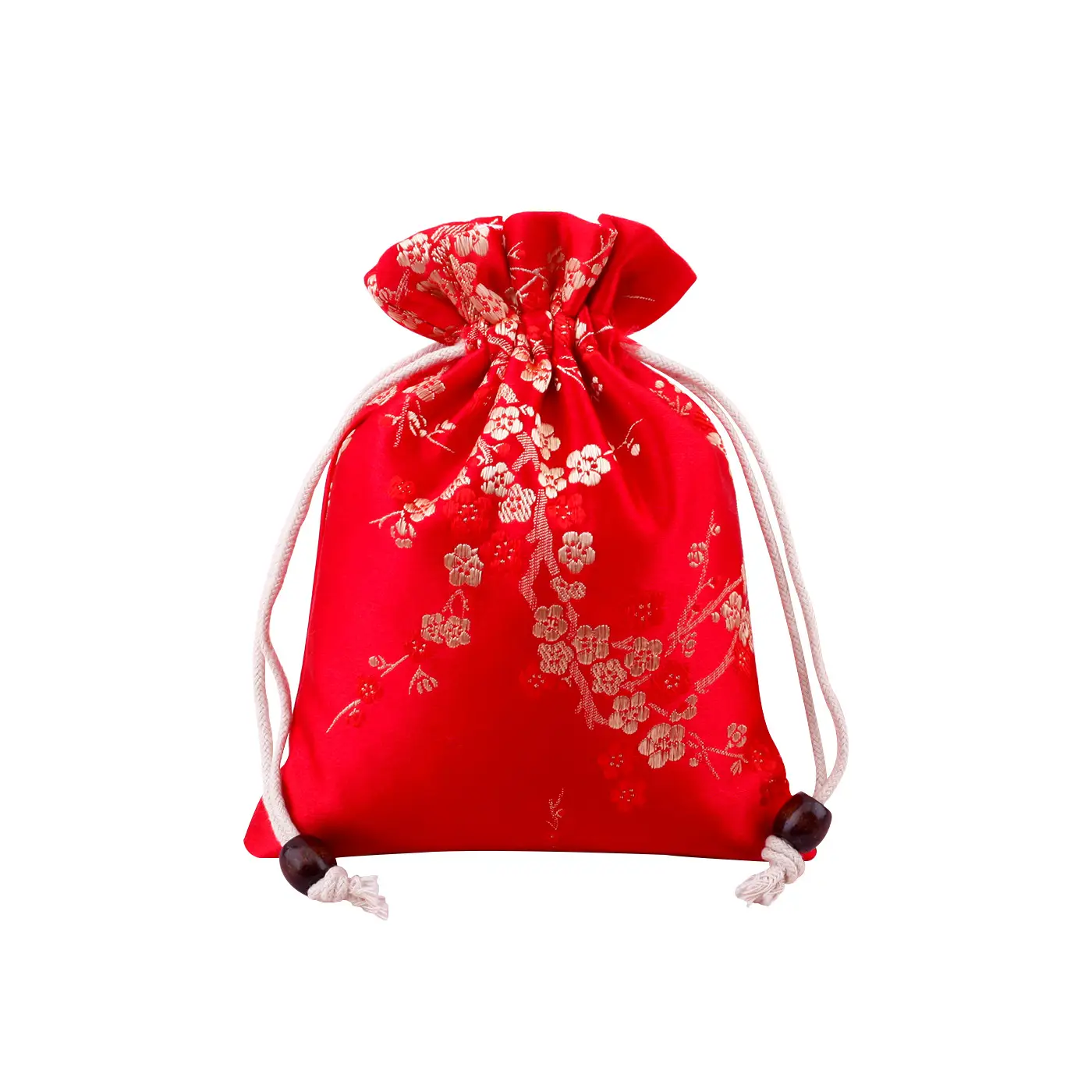 Red Drawstring Jewelry Bag with Embroidered Design - Image 10