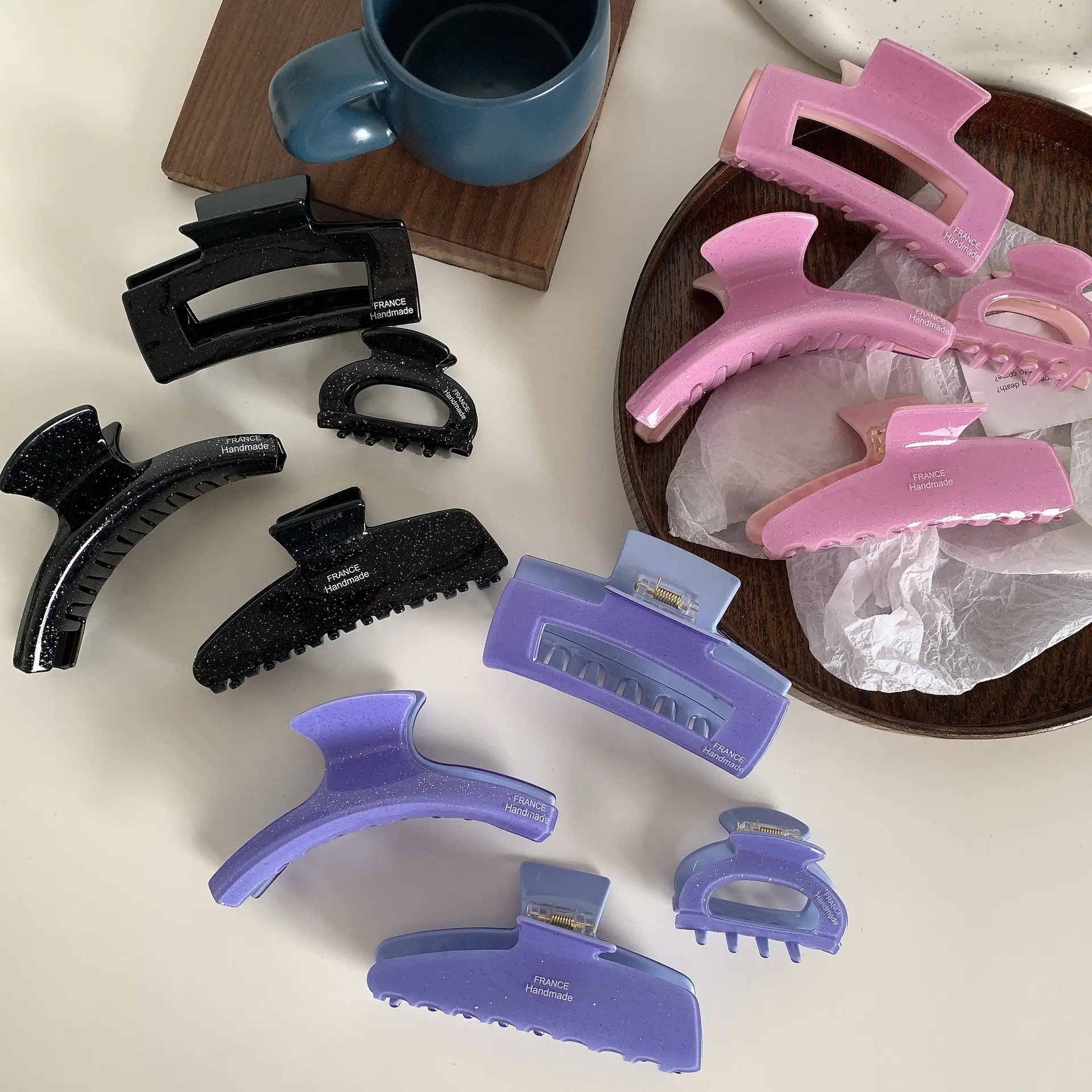 Purple Acetate Hairpin with Shark Clip for Updo - Image 11