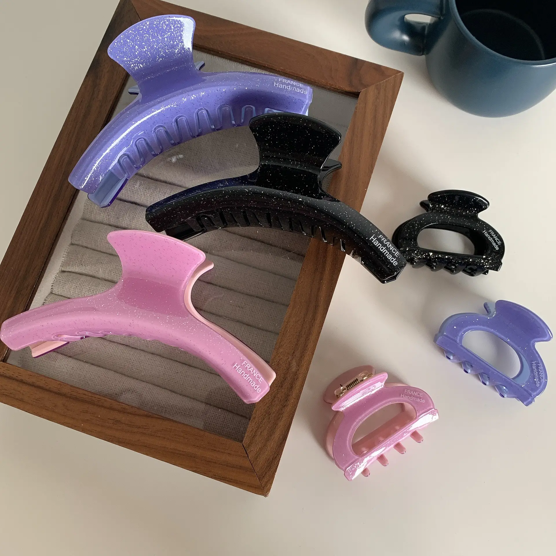 Purple Acetate Hairpin with Shark Clip for Updo - Image 12