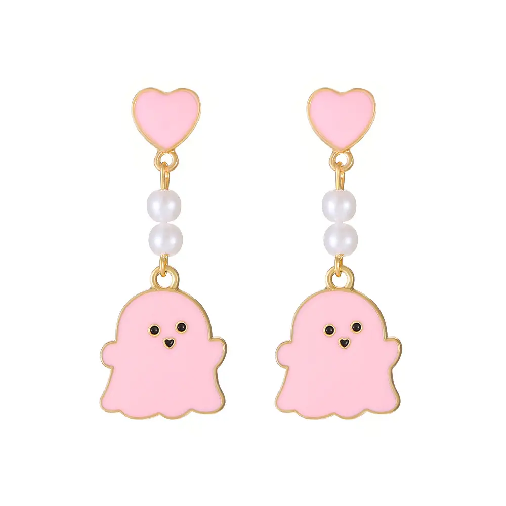 Halloween Ghost Earrings for Women Black White Oil Drop Alloy