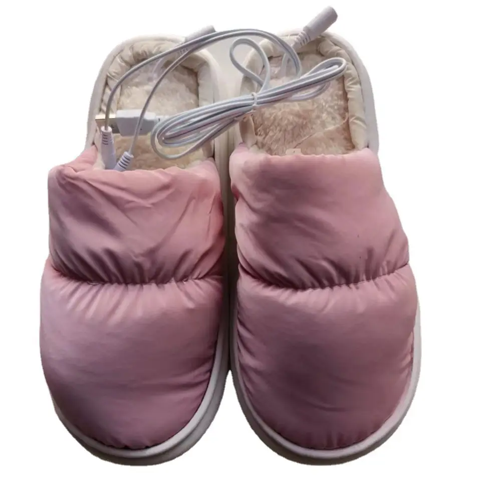 USB Heating Slippers Grey Winter Warm - Image 2