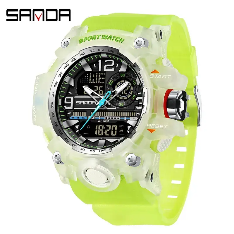 Sanda Black Sport Watch Multi-Functional Waterproof Luminous Men's Electronic Watch - Image 15