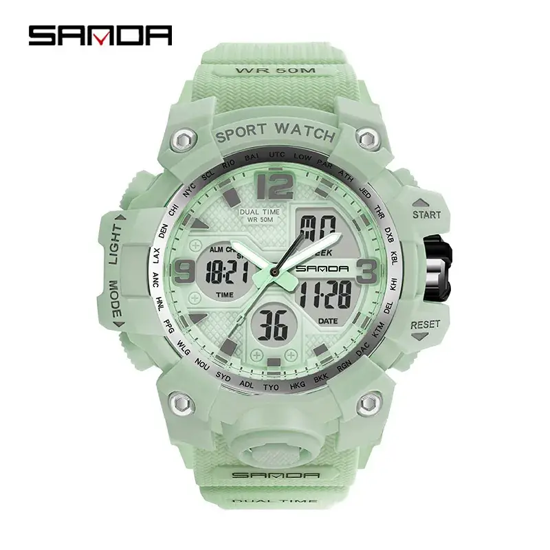 Sanda Black Sport Watch Multi-Functional Waterproof Luminous Men's Electronic Watch - Image 27
