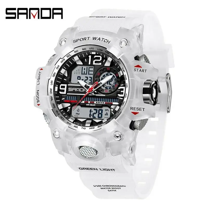 Sanda Black Sport Watch Multi-Functional Waterproof Luminous Men's Electronic Watch - Image 59