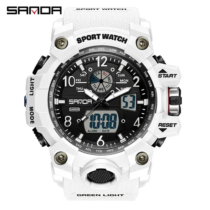 Sanda Black Sport Watch Multi-Functional Waterproof Luminous Men's Electronic Watch - Image 70