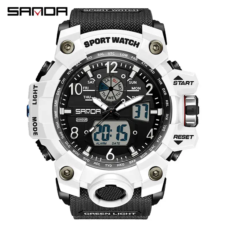 Sanda Black Sport Watch Multi-Functional Waterproof Luminous Men's Electronic Watch - Image 71