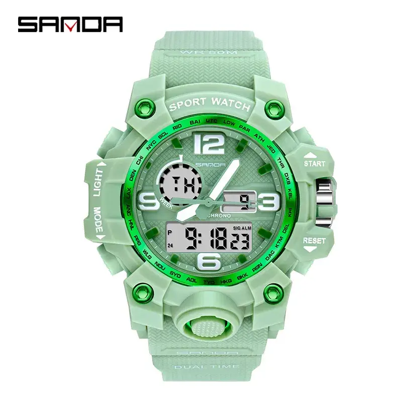 Sanda Black Sport Watch Multi-Functional Waterproof Luminous Men's Electronic Watch - Image 79