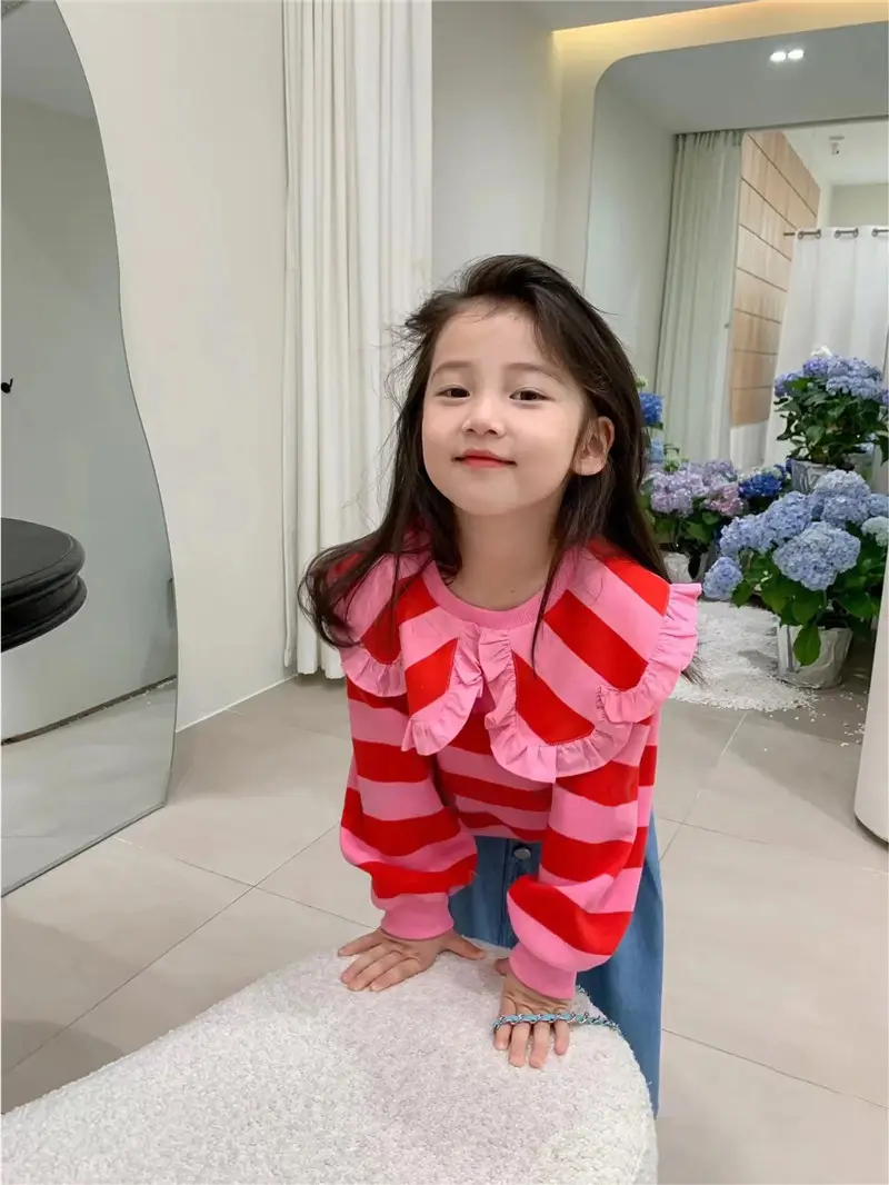 Girls Striped Long Sleeve Sweater Top Q2139 - Image 5