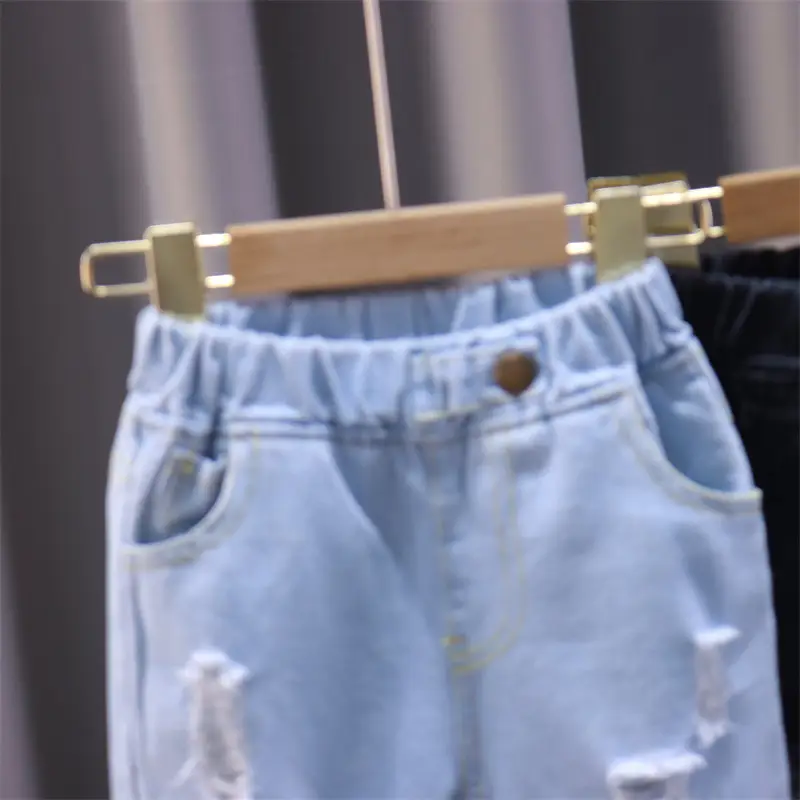 Boys Ripped Denim Shorts Light Blue Medium Small