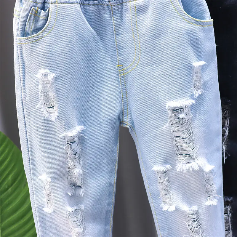 Boys Ripped Denim Shorts Light Blue Medium Small