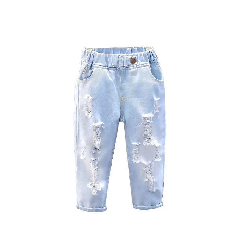 Boys Ripped Denim Shorts Light Blue Medium Small