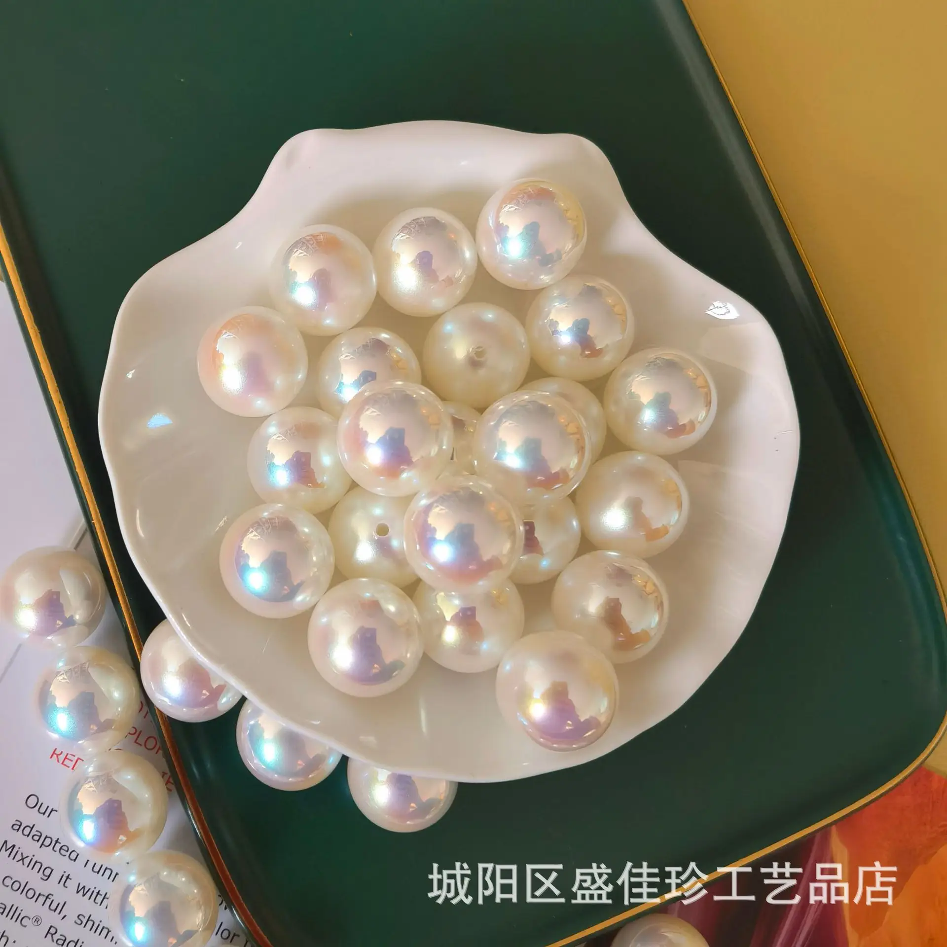 Beige Pearl Half Hole Bracelets Necklace Earrings DIY Set - Image 4