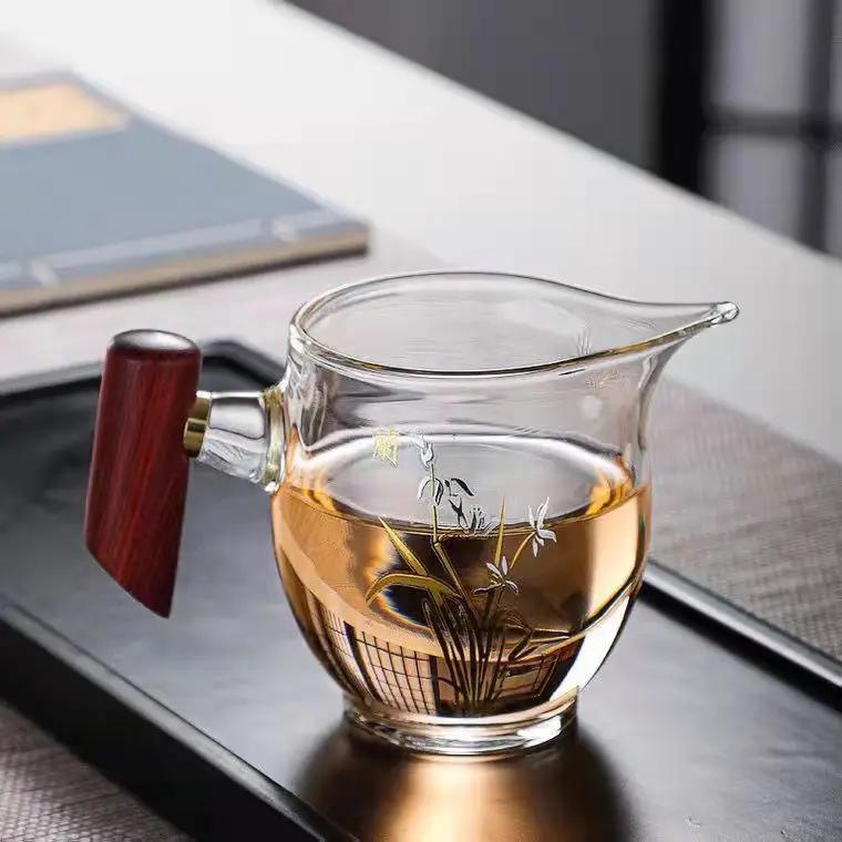Heat-Resistant Glass Tea Cup with Wooden Handle - Image 2