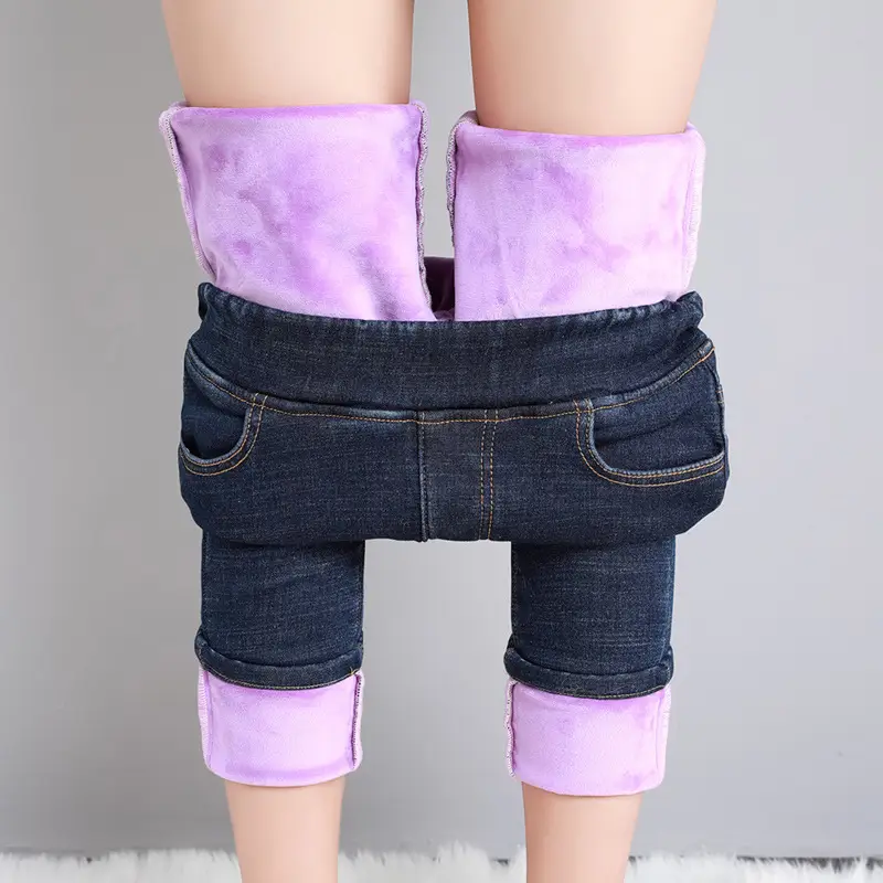 Women Fleece Lined Jeans Autumn Winter 2023 - Image 4