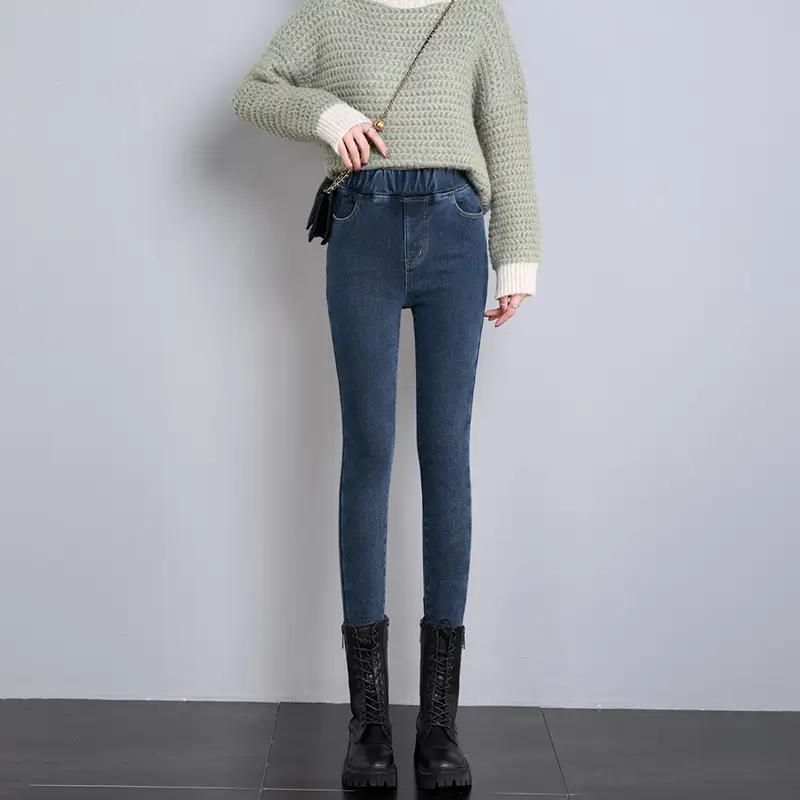 Women Fleece Lined Jeans Autumn Winter 2023 - Image 6