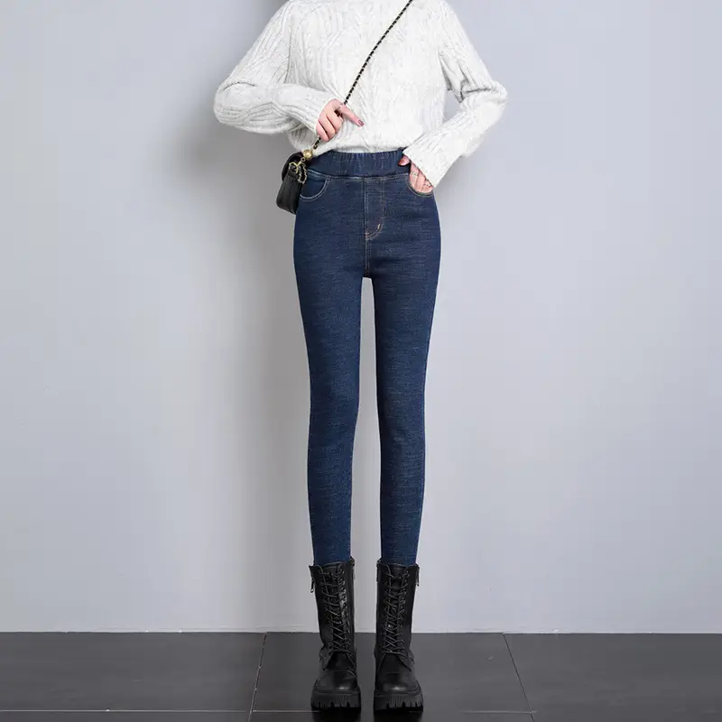 Women Fleece Lined Jeans Autumn Winter 2023 - Image 2