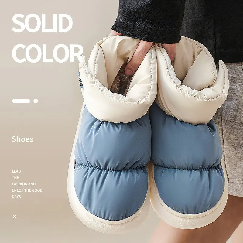 Lidani cotton slippers men's bag with winter indoor home down cloth warm non-slip thick bottom cotton shoes women wholesale