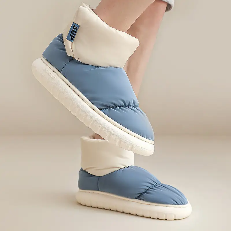 Lidani cotton slippers men's bag with winter indoor home down cloth warm non-slip thick bottom cotton shoes women wholesale