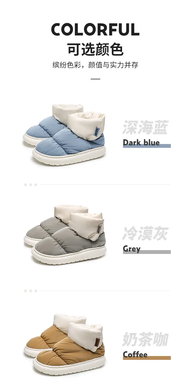 Lidani cotton slippers men's bag with winter indoor home down cloth warm non-slip thick bottom cotton shoes women wholesale — feature 19