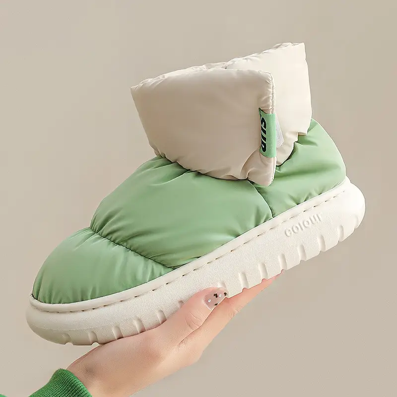 Lidani cotton slippers men's bag with winter indoor home down cloth warm non-slip thick bottom cotton shoes women wholesale