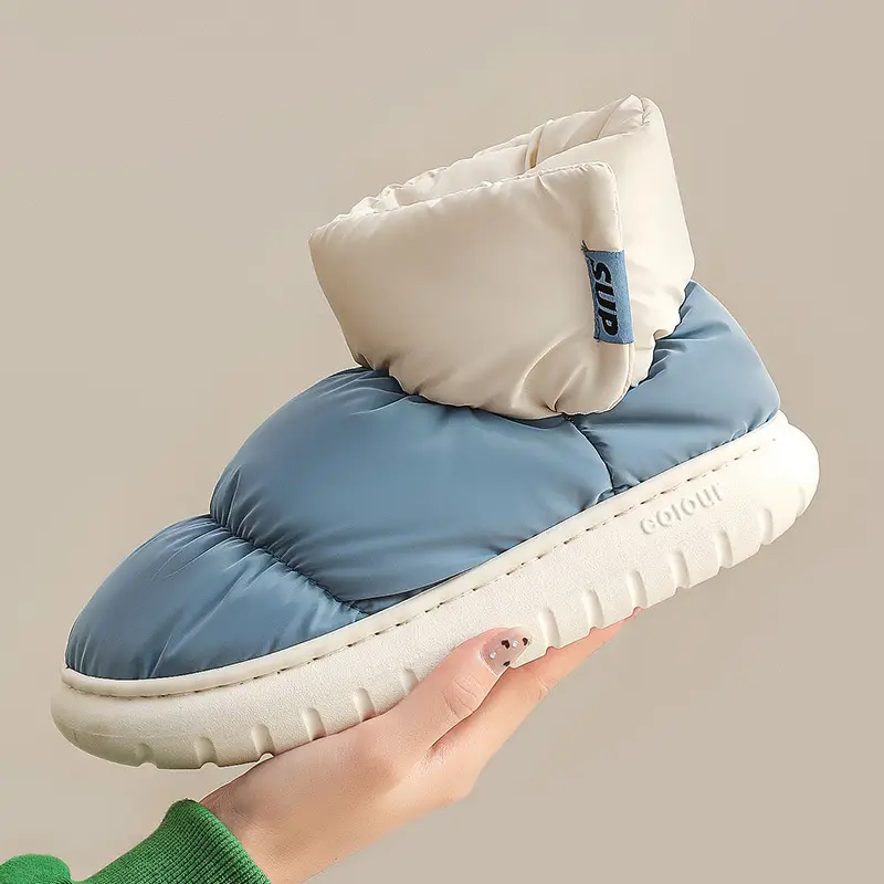 Lidani cotton slippers men's bag with winter indoor home down cloth warm non-slip thick bottom cotton shoes women wholesale