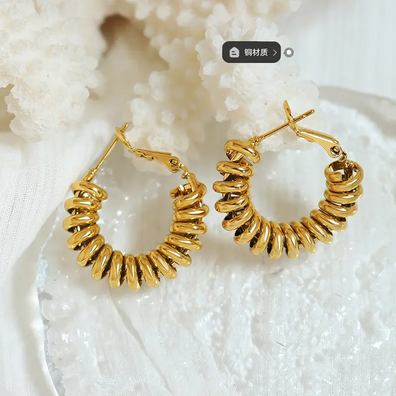 Spiral Buckle Earrings Copper Neutral Style