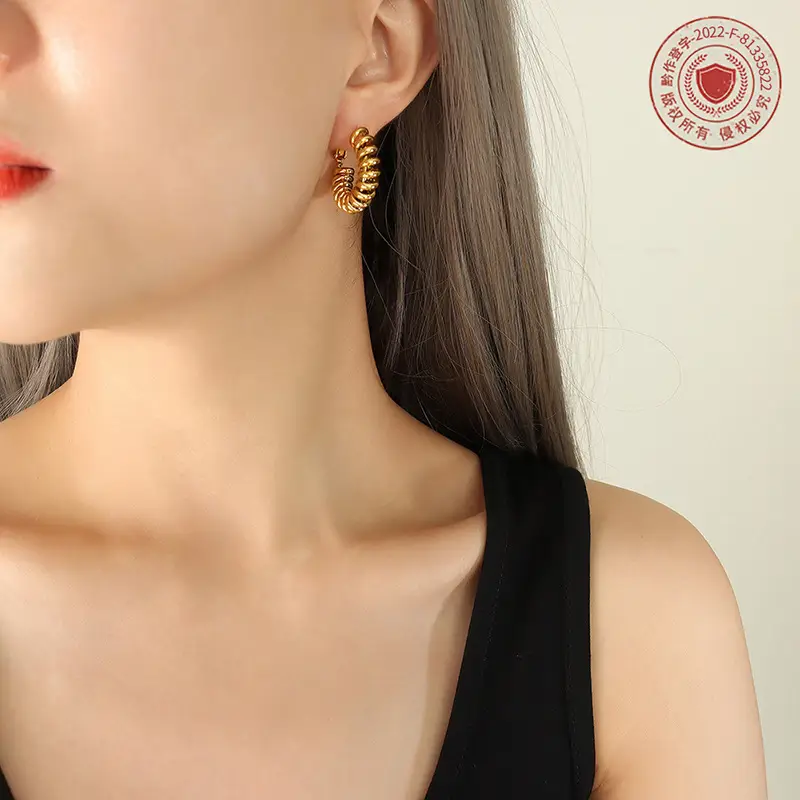 Spiral Buckle Earrings Copper Neutral Style