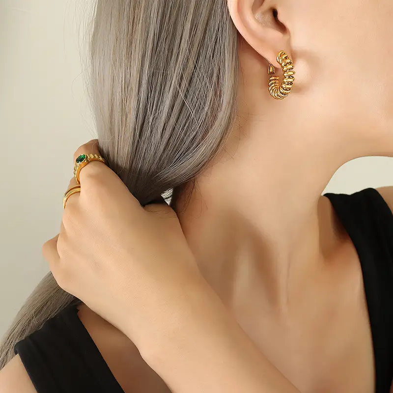 Spiral Buckle Earrings Copper Neutral Style