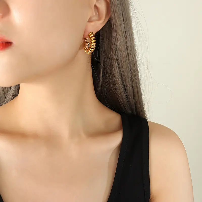 Spiral Buckle Earrings Copper Neutral Style