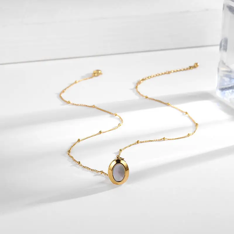 Korean Style Oval White Titanium Necklace for Women — feature 3