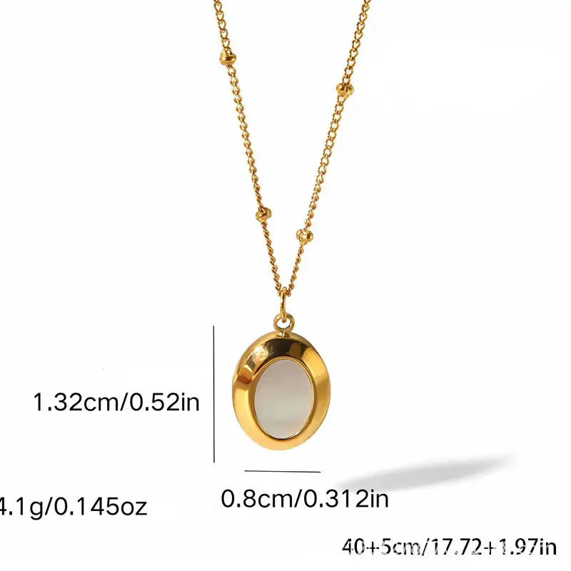 Korean Style Oval White Titanium Necklace for Women