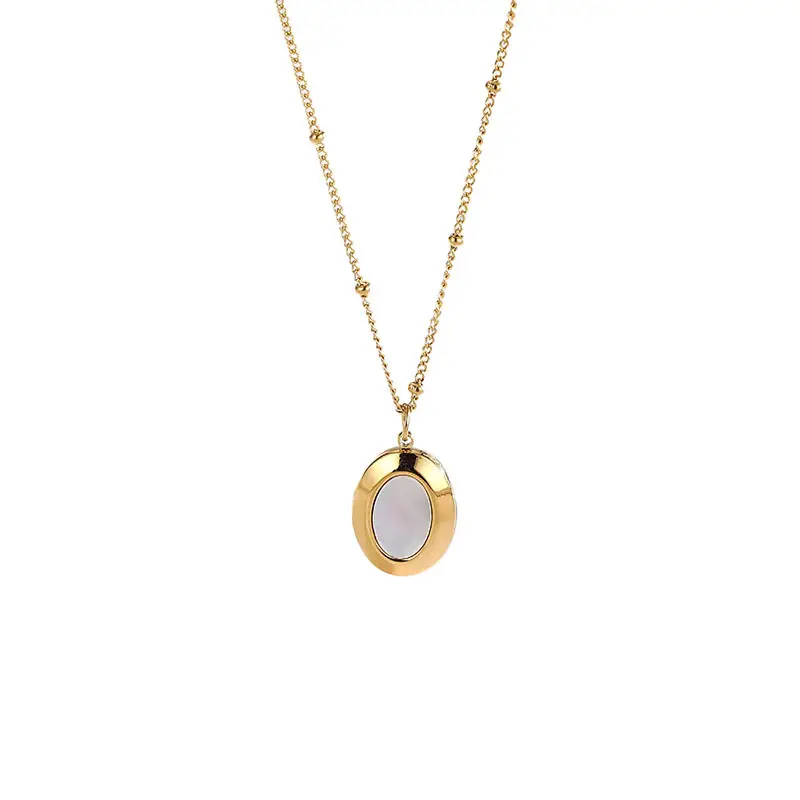 Korean Style Oval White Titanium Necklace for Women — feature 6