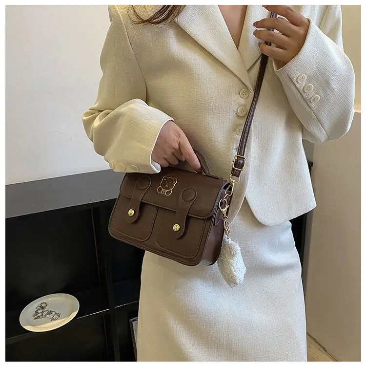 Women's Square Handbag Beige Retro Style 2026 — feature 14